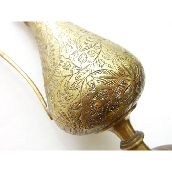 Vintage Small Footed Brass Pitcher India Hand Etched - Picture 4 of 5